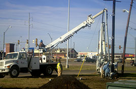 Northeast Texas Power crew replacing electrical transmission poles